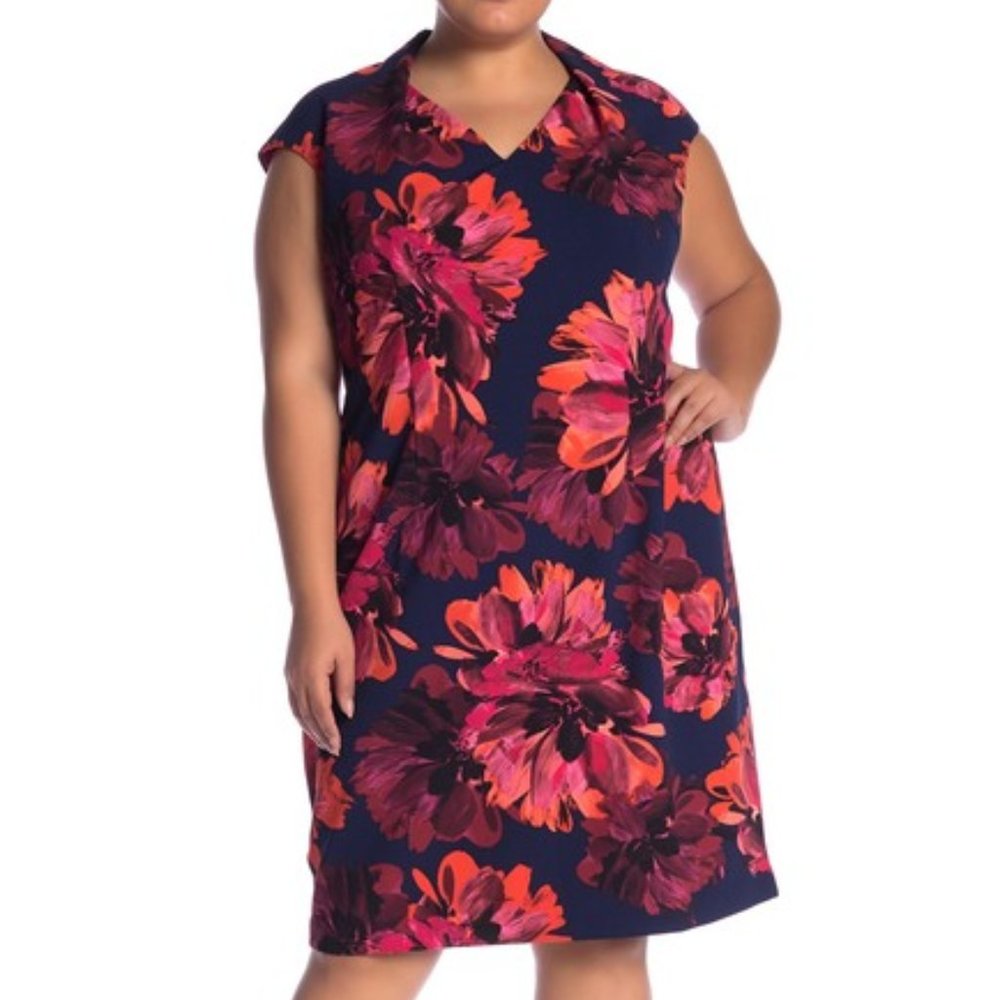 London Times V-Neck Floral Print Sheath Dress NWT sz 14W